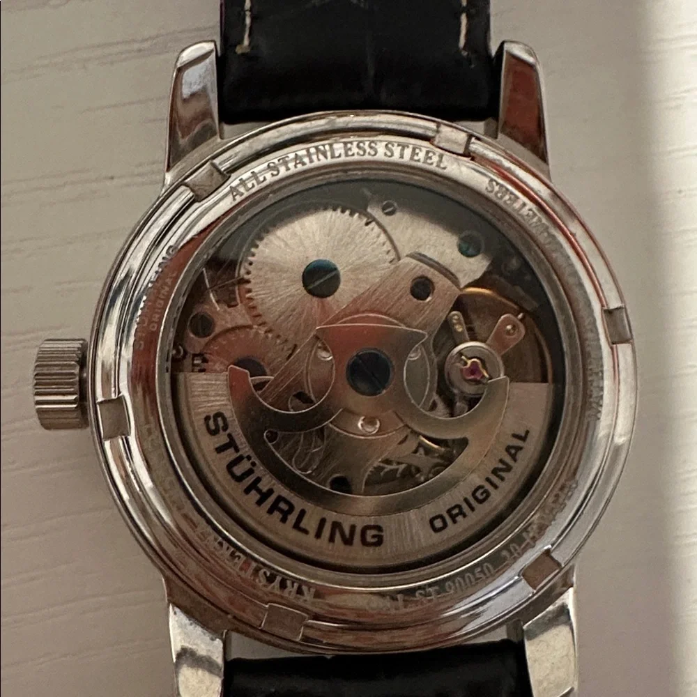 Stuhrling Original Silver Dial Black Strap Watch